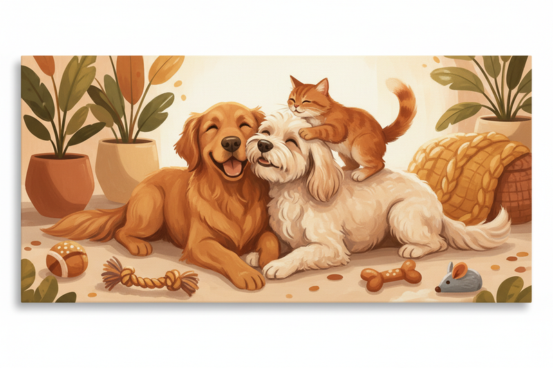 Custom Portrait of Three Pets | PetArtHaus