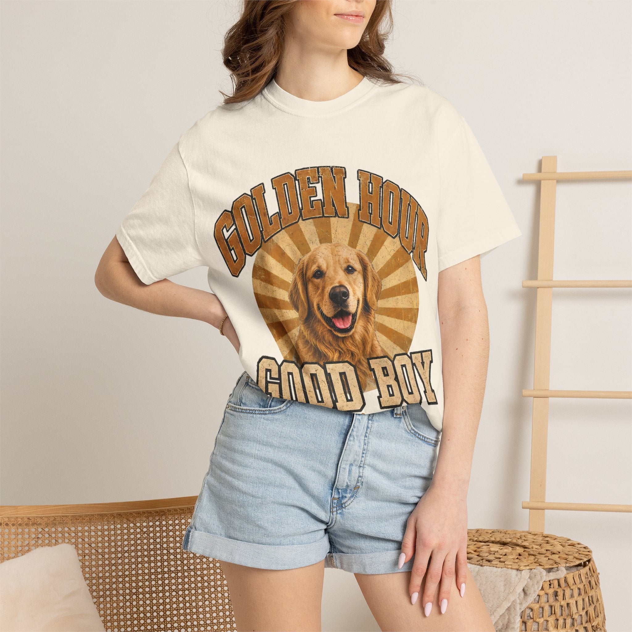 Golden Hour "Good Boy" T-Shirt — Retro Golden Retriever Tee
