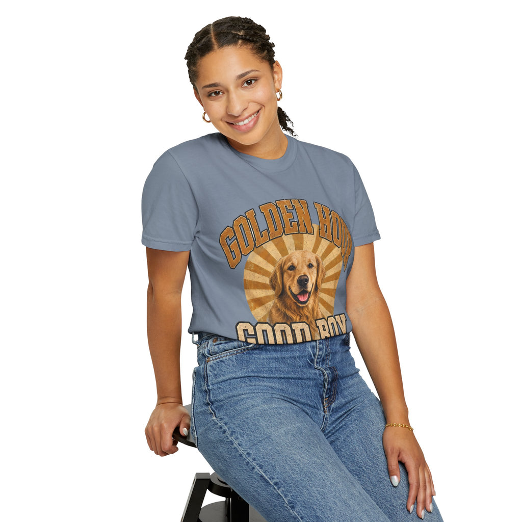 Golden Hour "Good Boy" T-Shirt — Retro Golden Retriever Tee