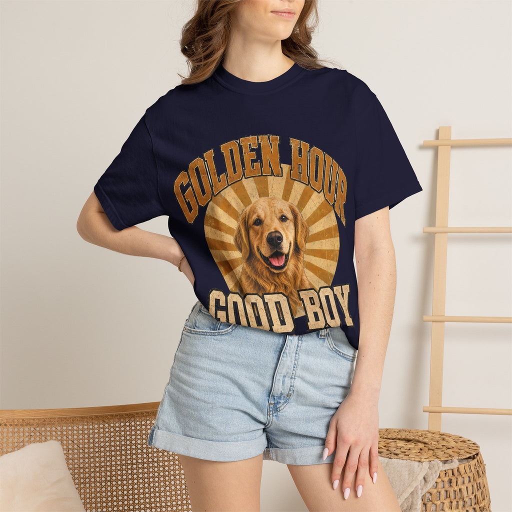 Golden Hour "Good Boy" T-Shirt — Retro Golden Retriever Tee
