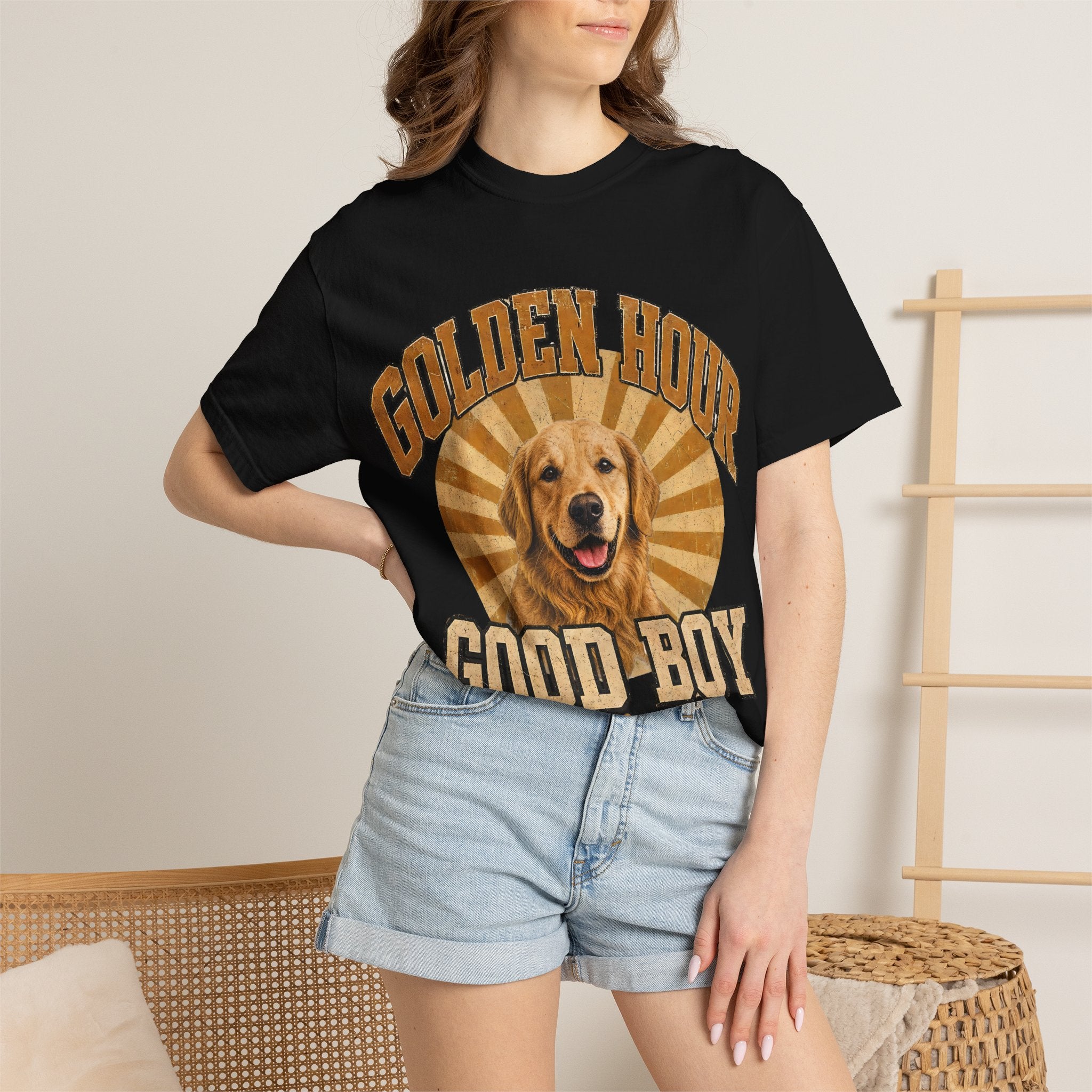 Golden Hour "Good Boy" T-Shirt — Retro Golden Retriever Tee