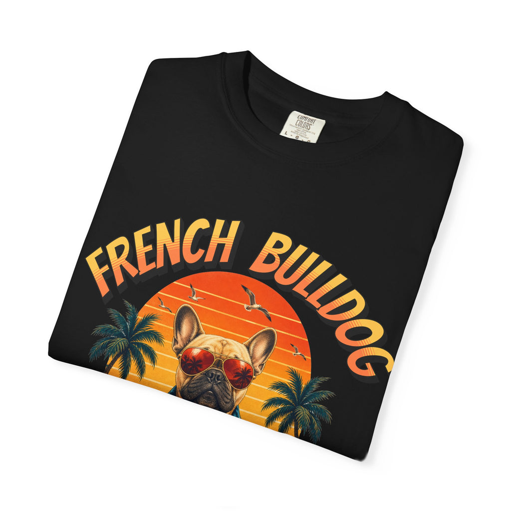 French Bulldog Beach Club T-Shirt — Retro Tropical Dog Tee