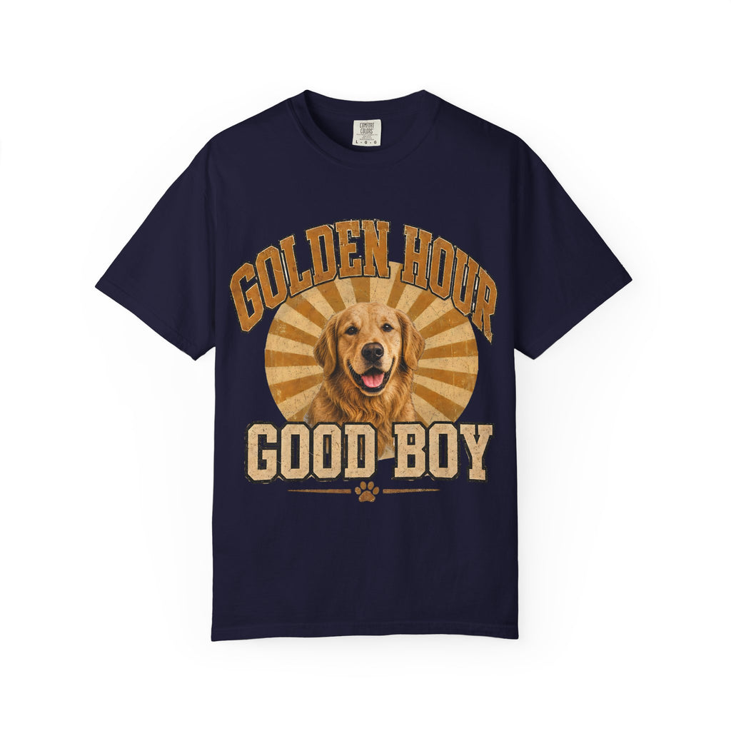 Golden Hour "Good Boy" T-Shirt — Retro Golden Retriever Tee