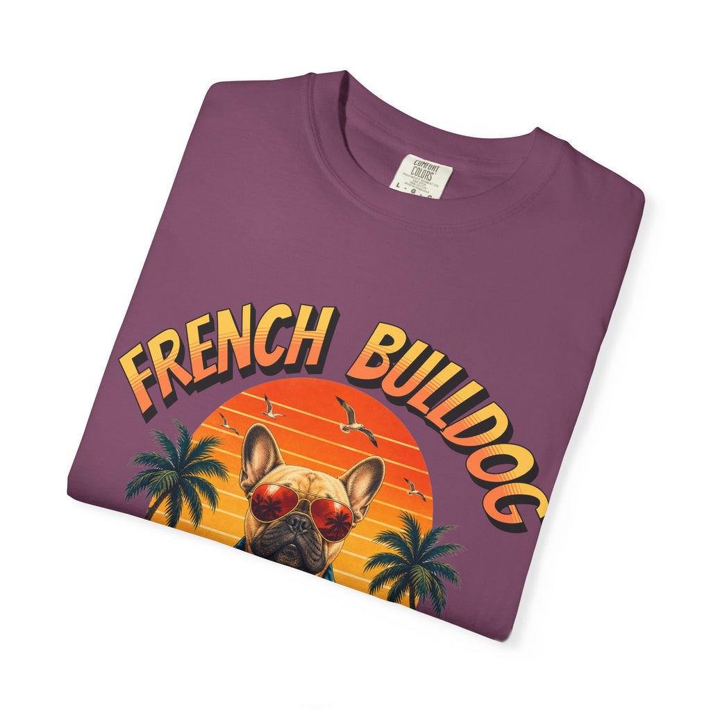 French Bulldog Beach Club T-Shirt — Retro Tropical Dog Tee