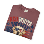 Red White & Woof America 250 Dog Patriotic T-Shirt | Flag Puppy Tee