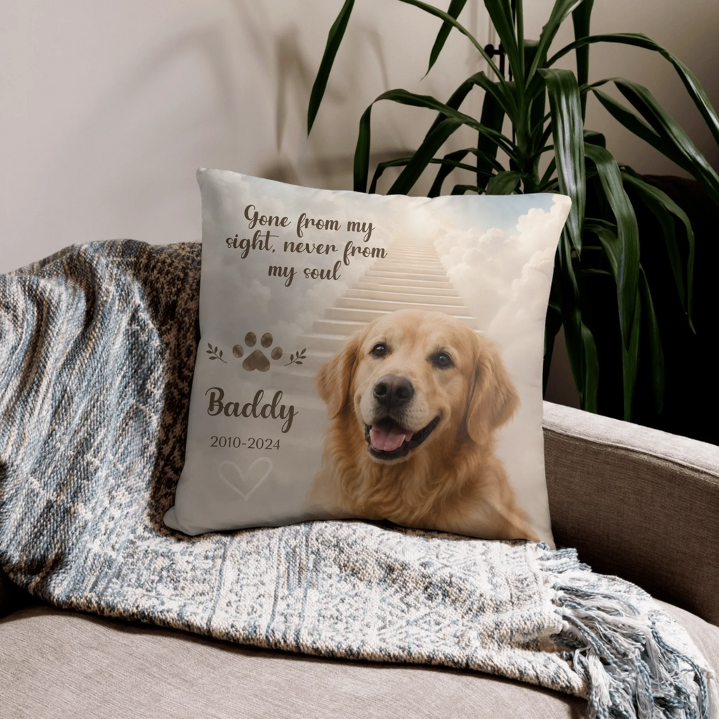 Custom Dog Photo Pillow – Personalized Pet Memorial Gift