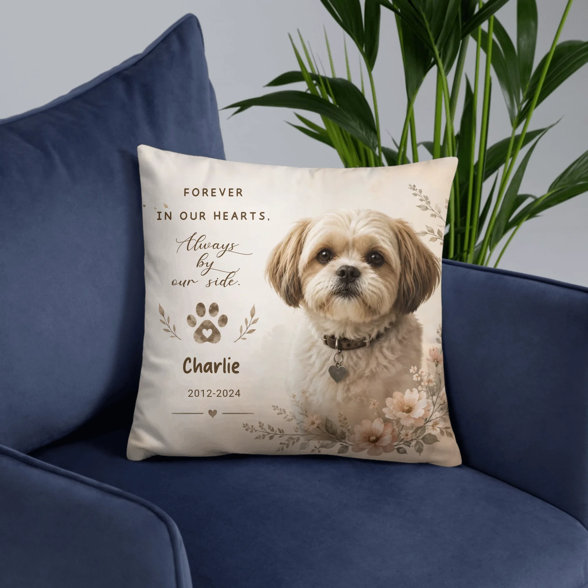 Personalized Memorial Pillow for Pet | Custom Pet Portrait Pillow