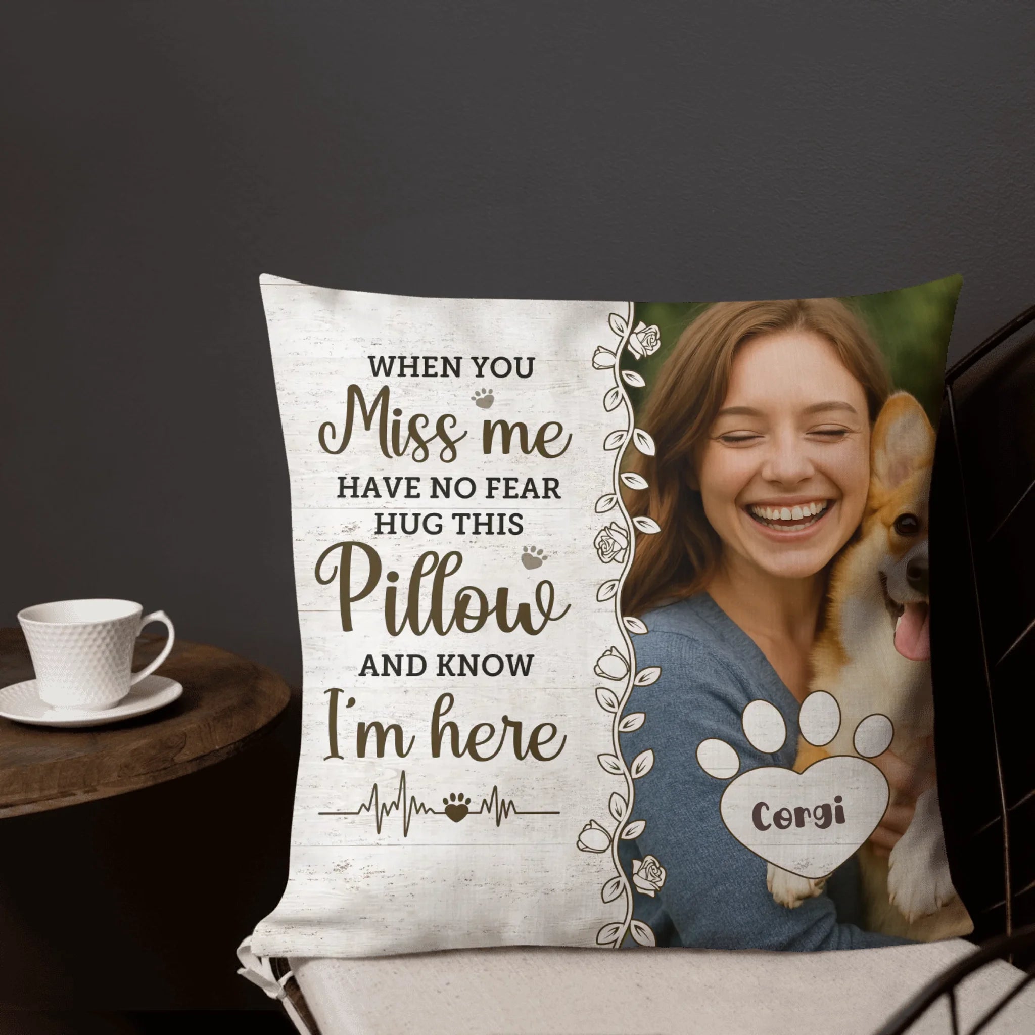 Custom Pet Photo Pet Loss Gift for Pet Lover Memorial Pillow