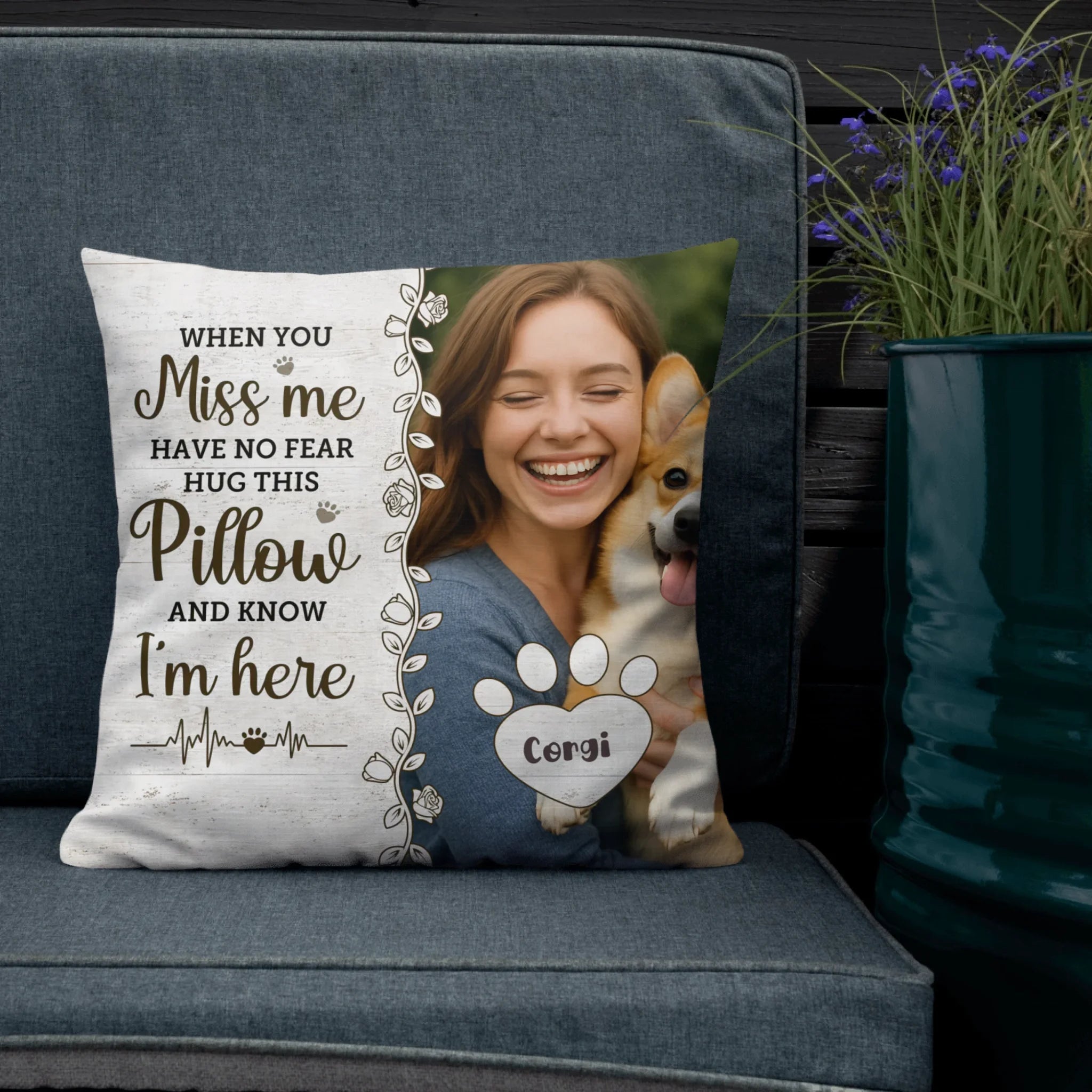 Custom Pet Photo Pet Loss Gift for Pet Lover Memorial Pillow