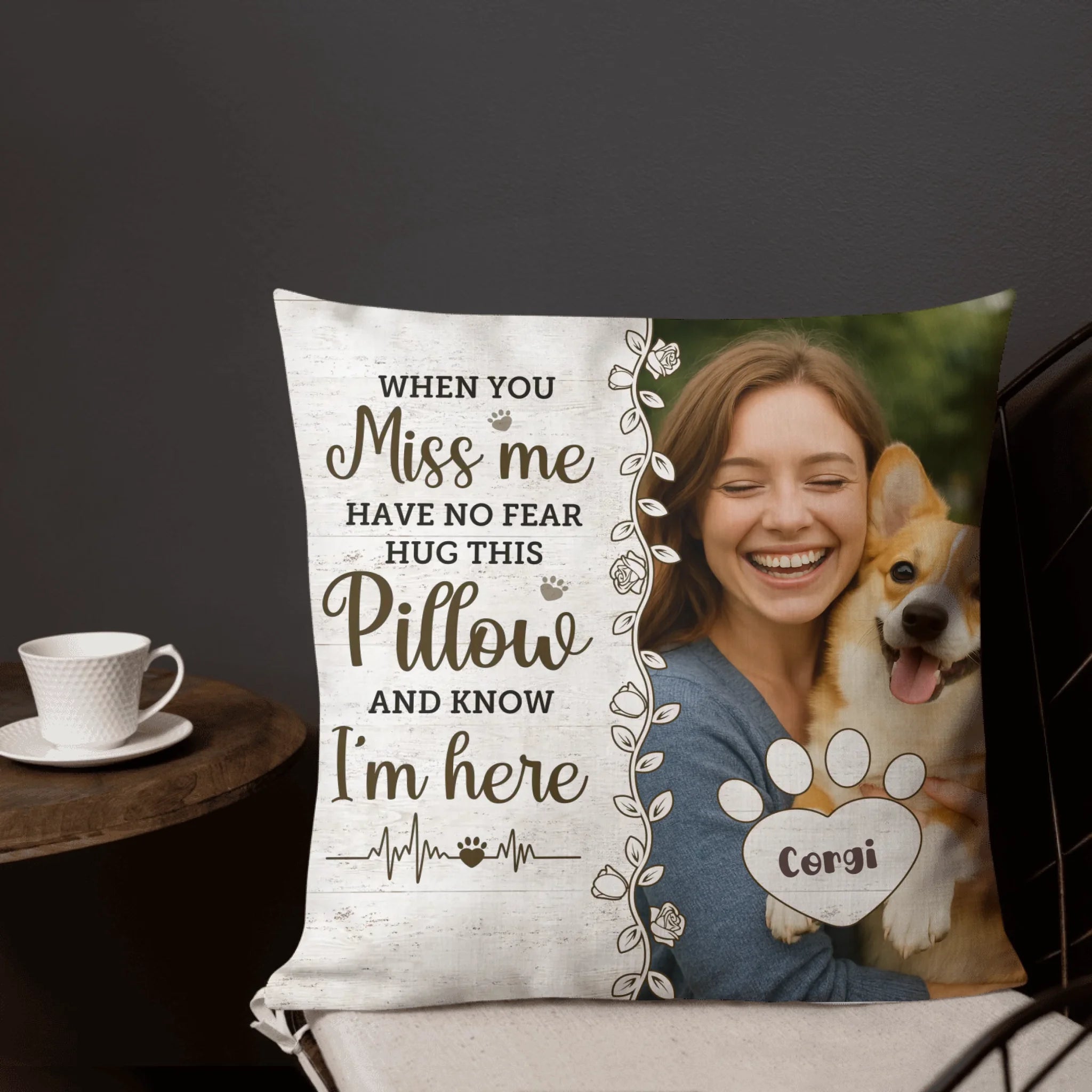 Custom Pet Photo Pet Loss Gift for Pet Lover Memorial Pillow
