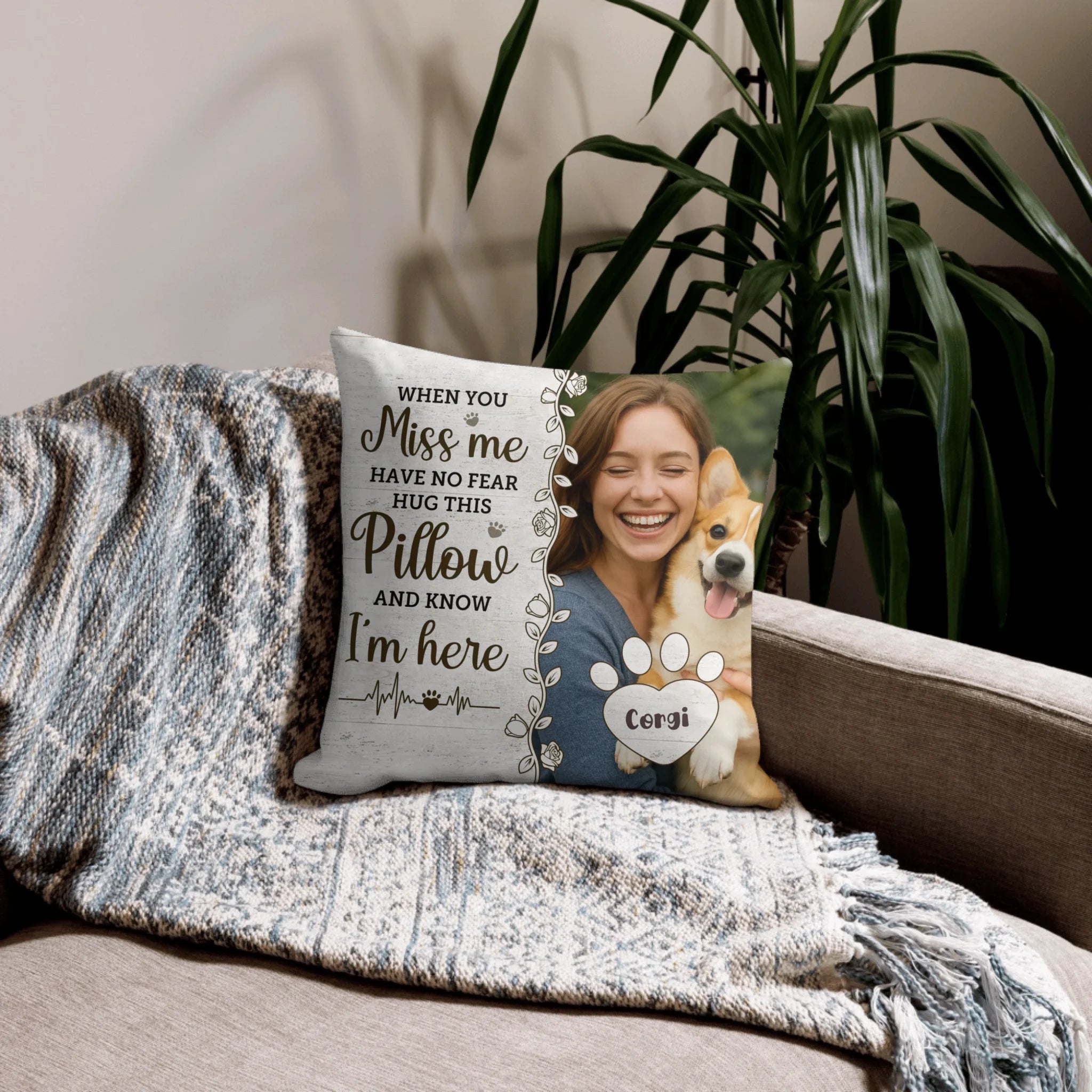 Custom Pet Photo Pet Loss Gift for Pet Lover Memorial Pillow