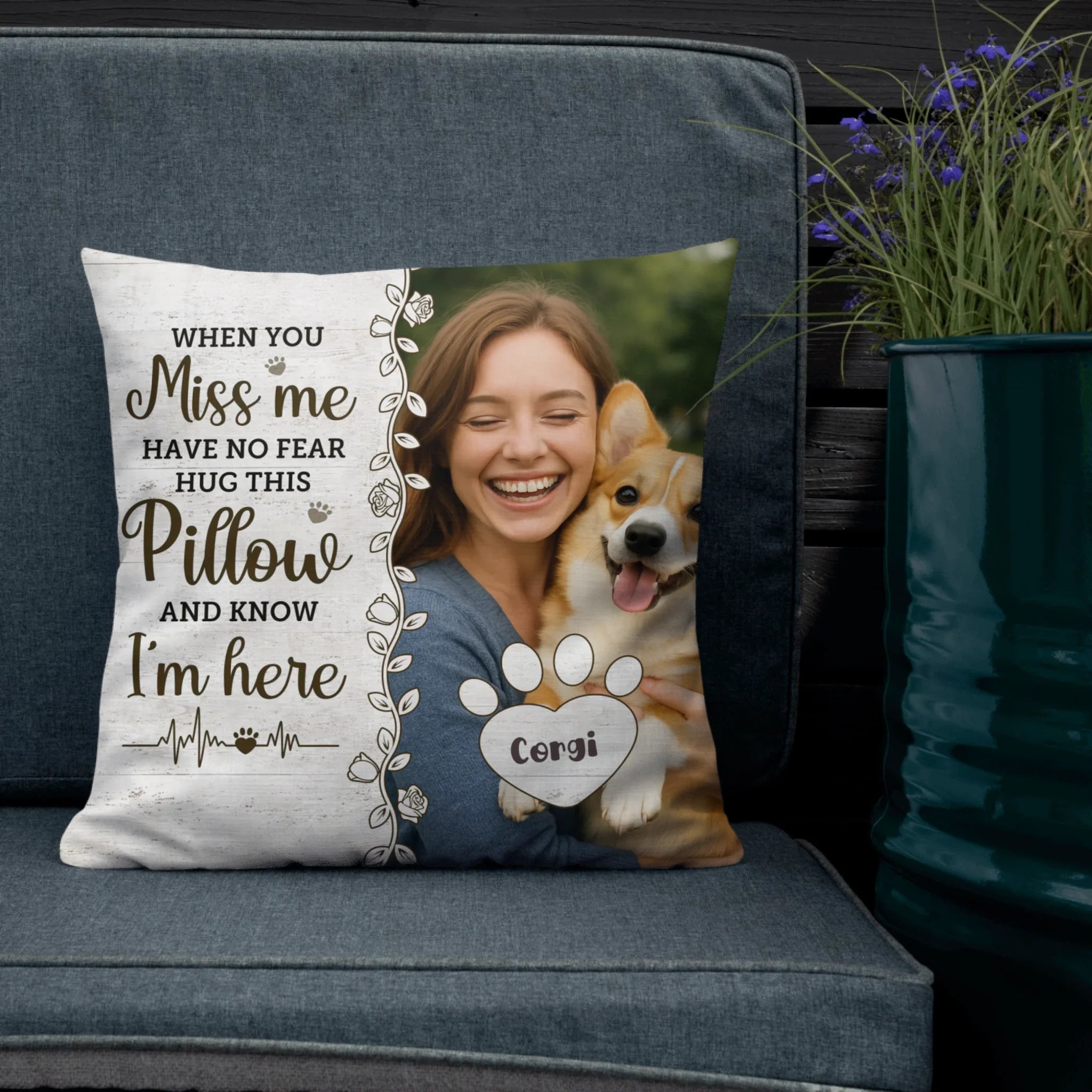 Custom Pet Photo Pet Loss Gift for Pet Lover Memorial Pillow
