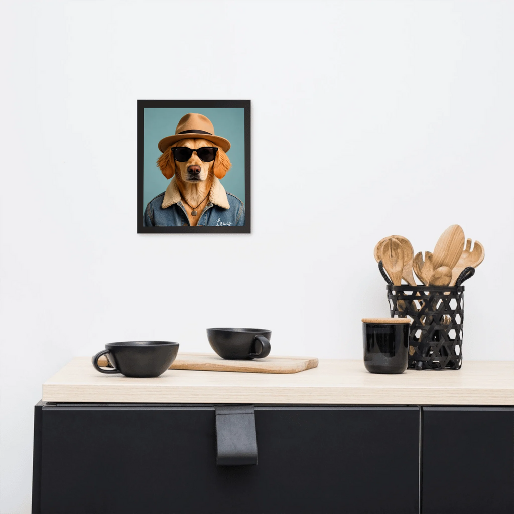 Custom Pet Portrait Framed Poster – Personalized Dog & Cat Costume Art