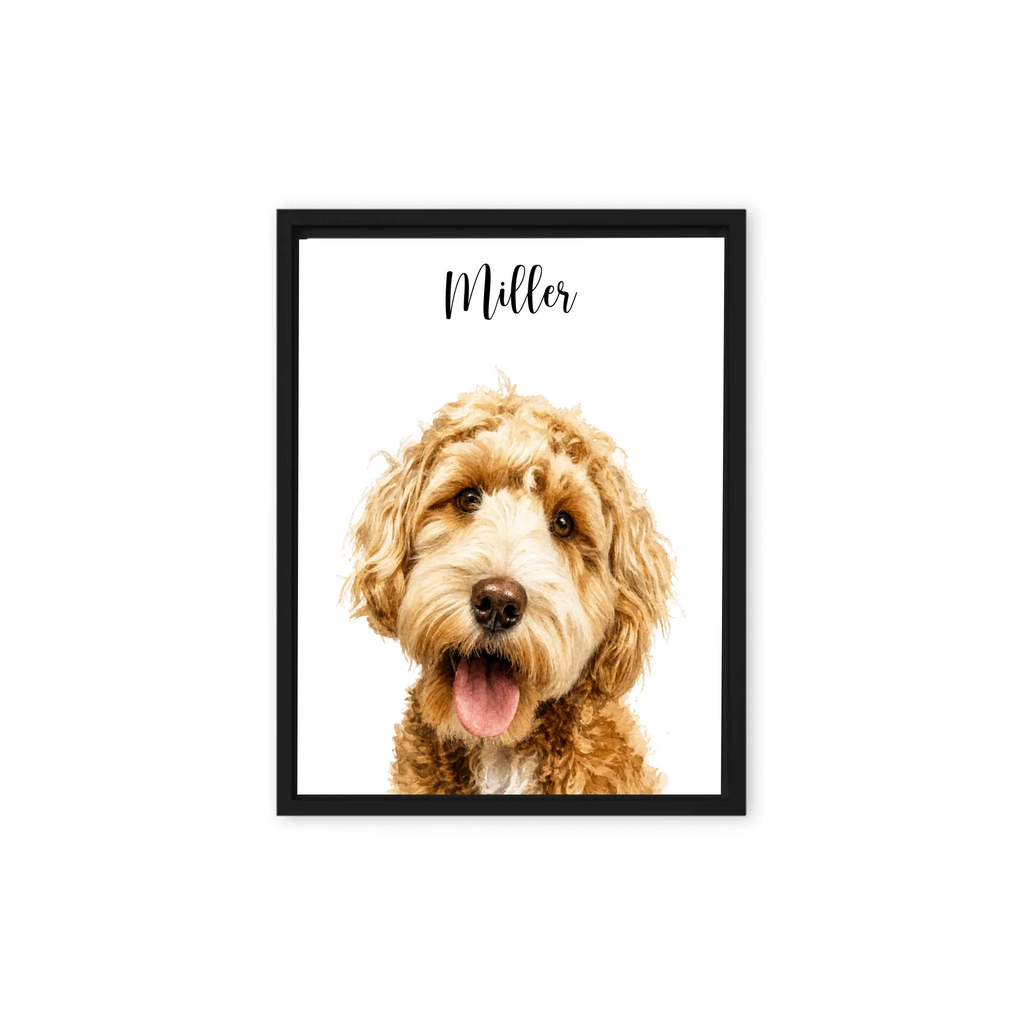Custom Watercolor Pet Portrait – Framed Poster Print from Photo