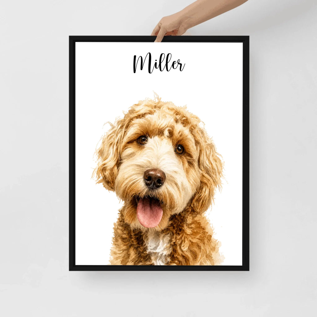 Custom Watercolor Pet Portrait – Framed Poster Print from Photo