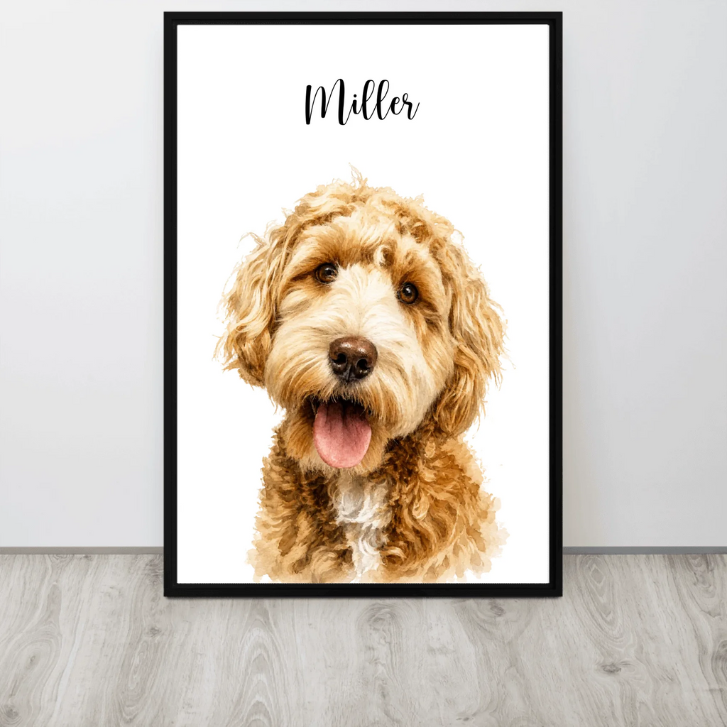 Custom Watercolor Pet Portrait – Framed Poster Print from Photo