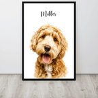 Custom Watercolor Pet Portrait – Framed Poster Print from Photo