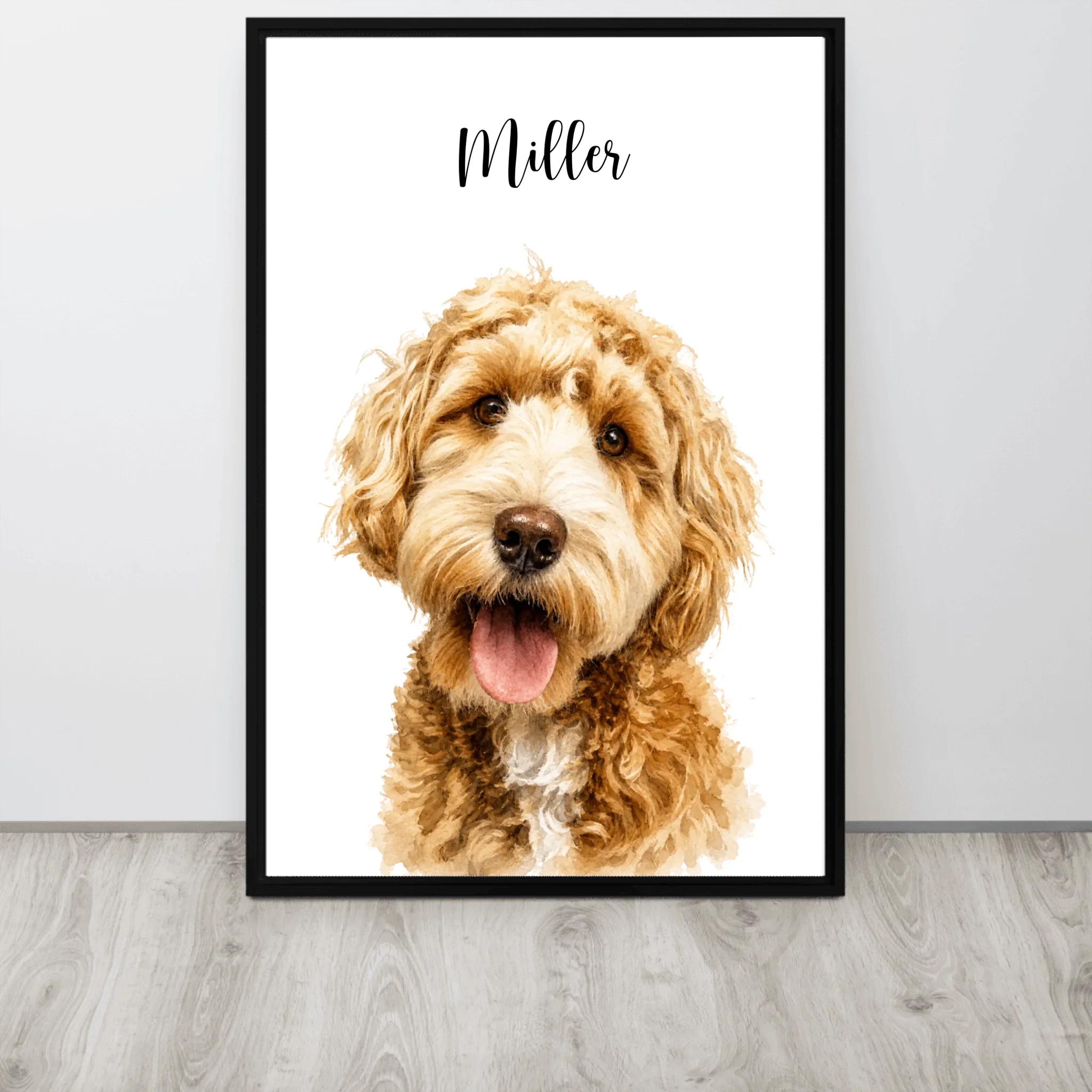 Custom Watercolor Pet Portrait – Framed Poster Print from Photo