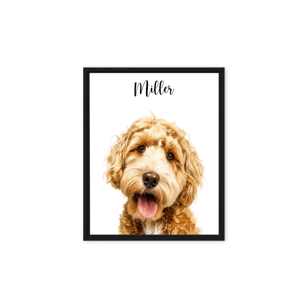Custom Watercolor Pet Portrait – Framed Poster Print from Photo