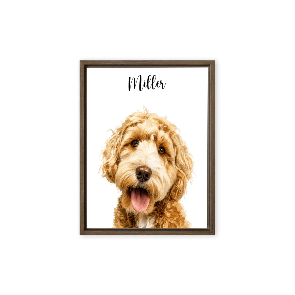Custom Watercolor Pet Portrait – Framed Poster Print from Photo