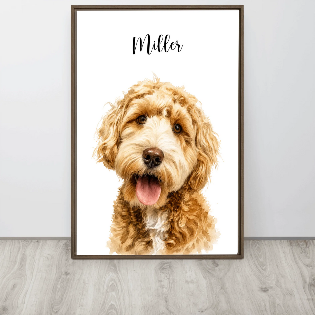 Custom Watercolor Pet Portrait – Framed Poster Print from Photo