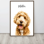 Custom Watercolor Pet Portrait – Framed Poster Print from Photo
