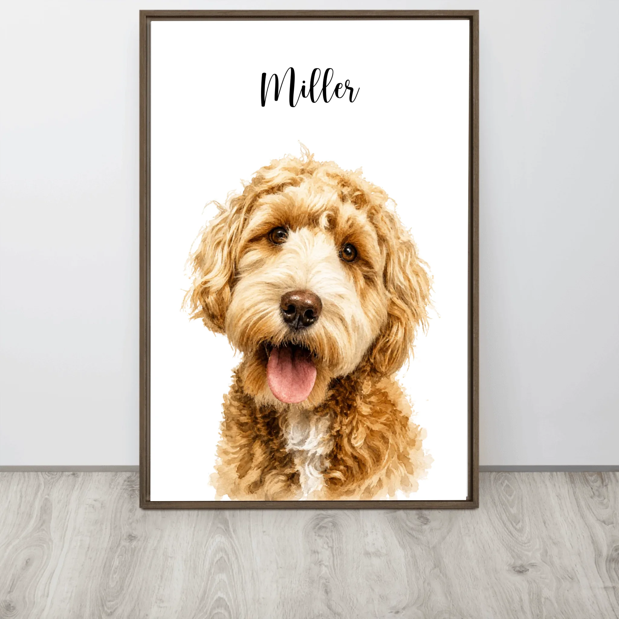 Custom Watercolor Pet Portrait – Framed Poster Print from Photo