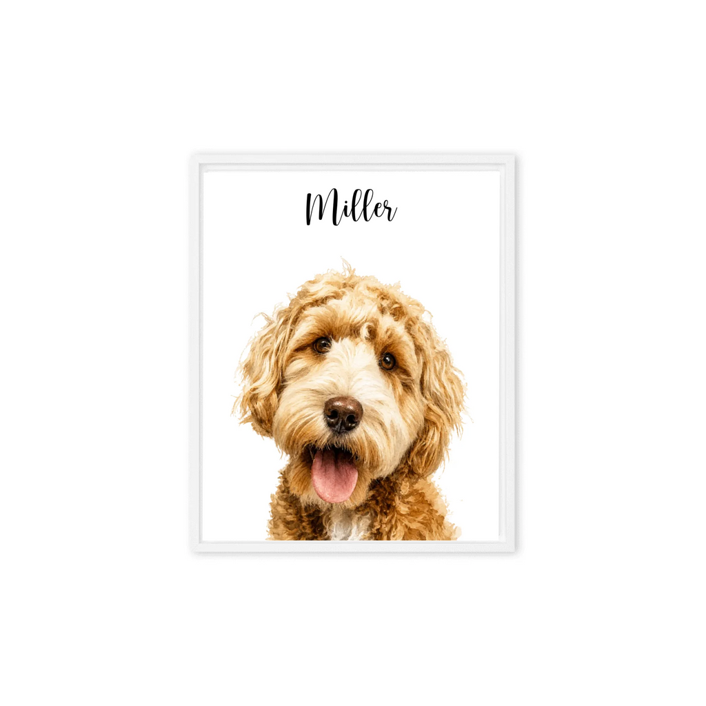Custom Watercolor Pet Portrait – Framed Poster Print from Photo