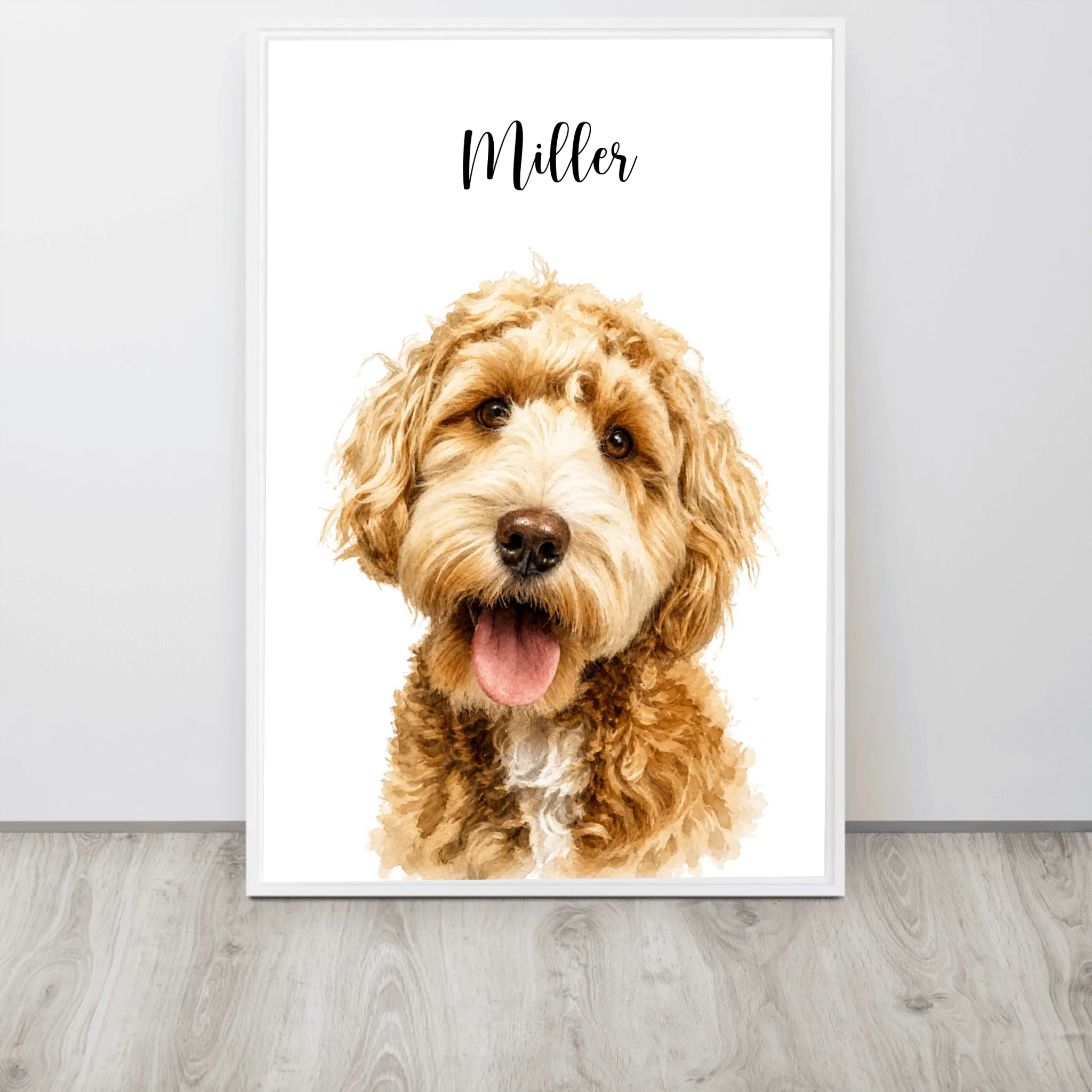 Custom Watercolor Pet Portrait – Framed Poster Print from Photo