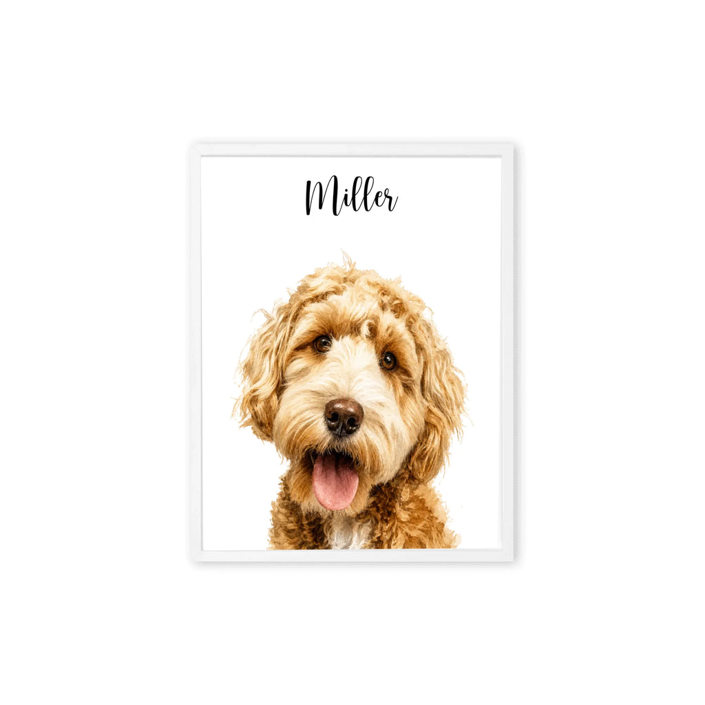 Custom Watercolor Pet Portrait – Framed Poster Print from Photo