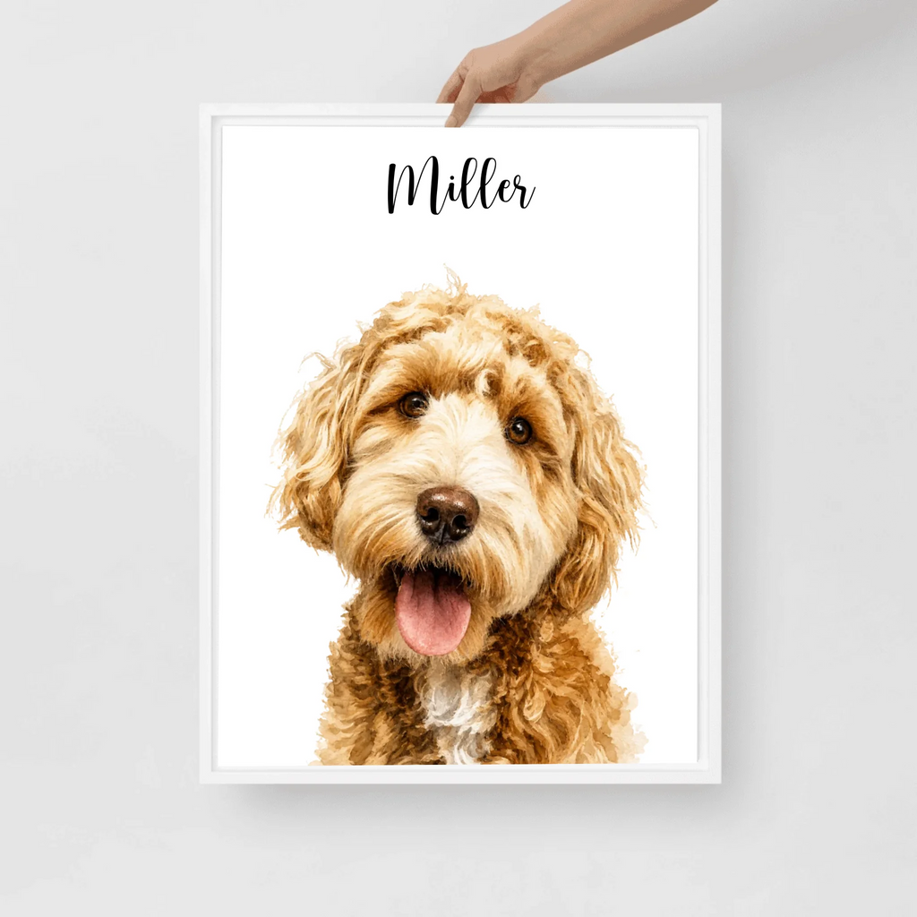 Custom Watercolor Pet Portrait – Framed Poster Print from Photo