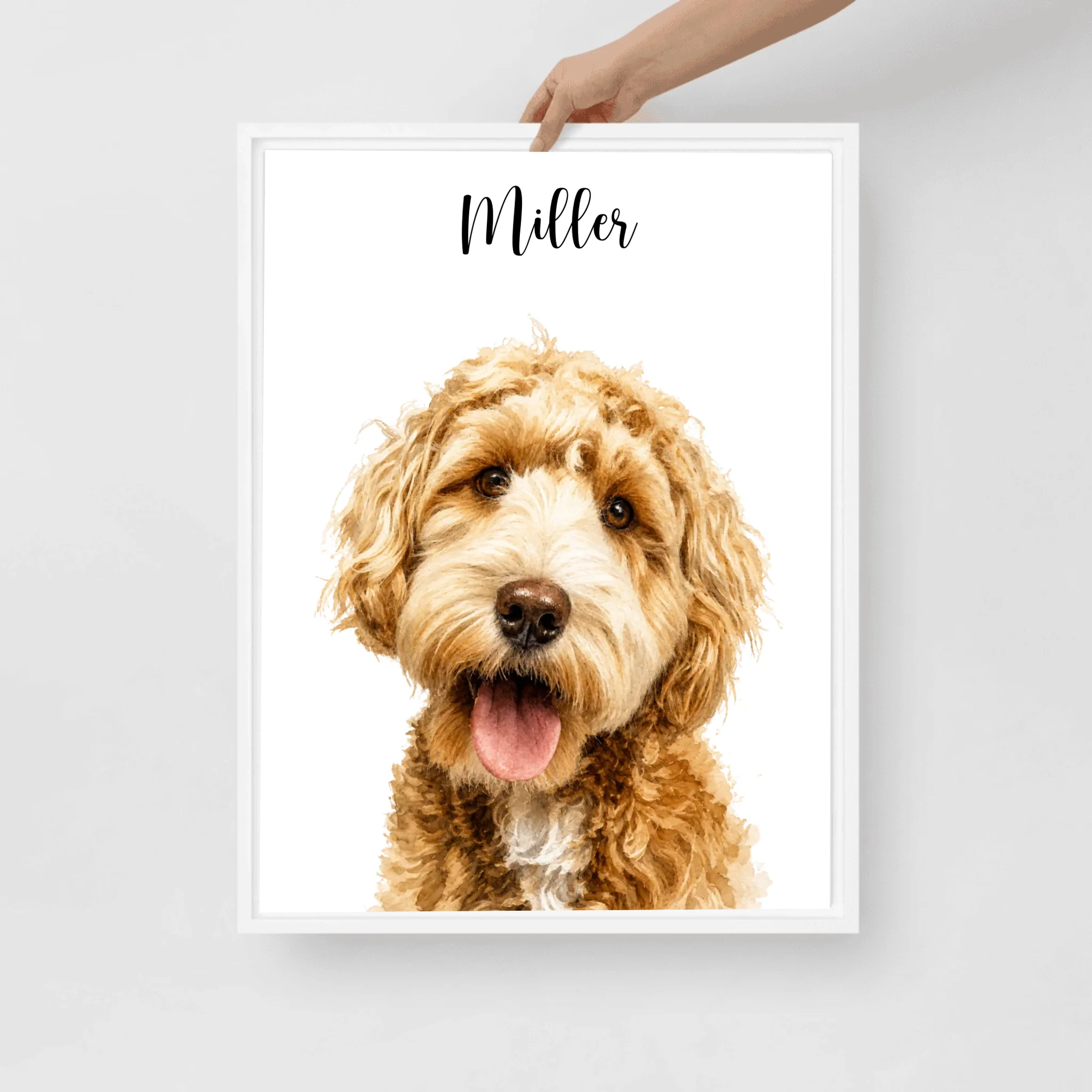Custom Watercolor Pet Portrait – Framed Poster Print from Photo
