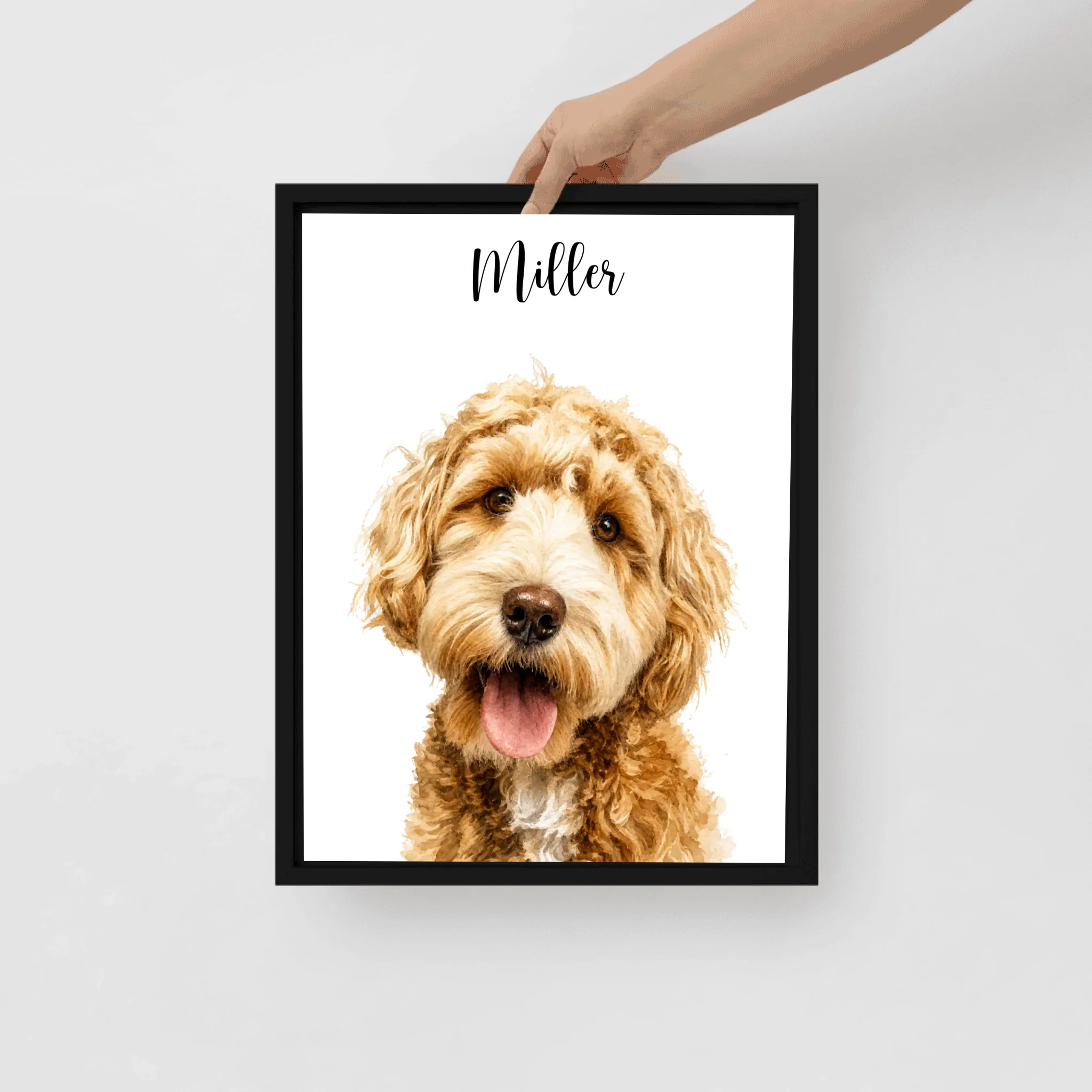Custom Watercolor Pet Portrait – Framed Poster Print from Photo