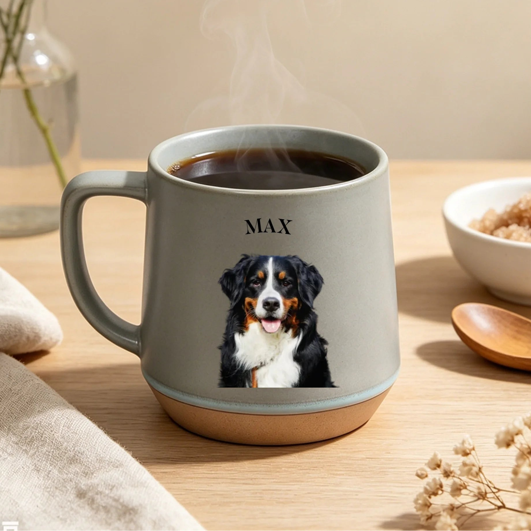 Custom Watercolor Pet Portrait Pottery Mug – Personalized 12oz