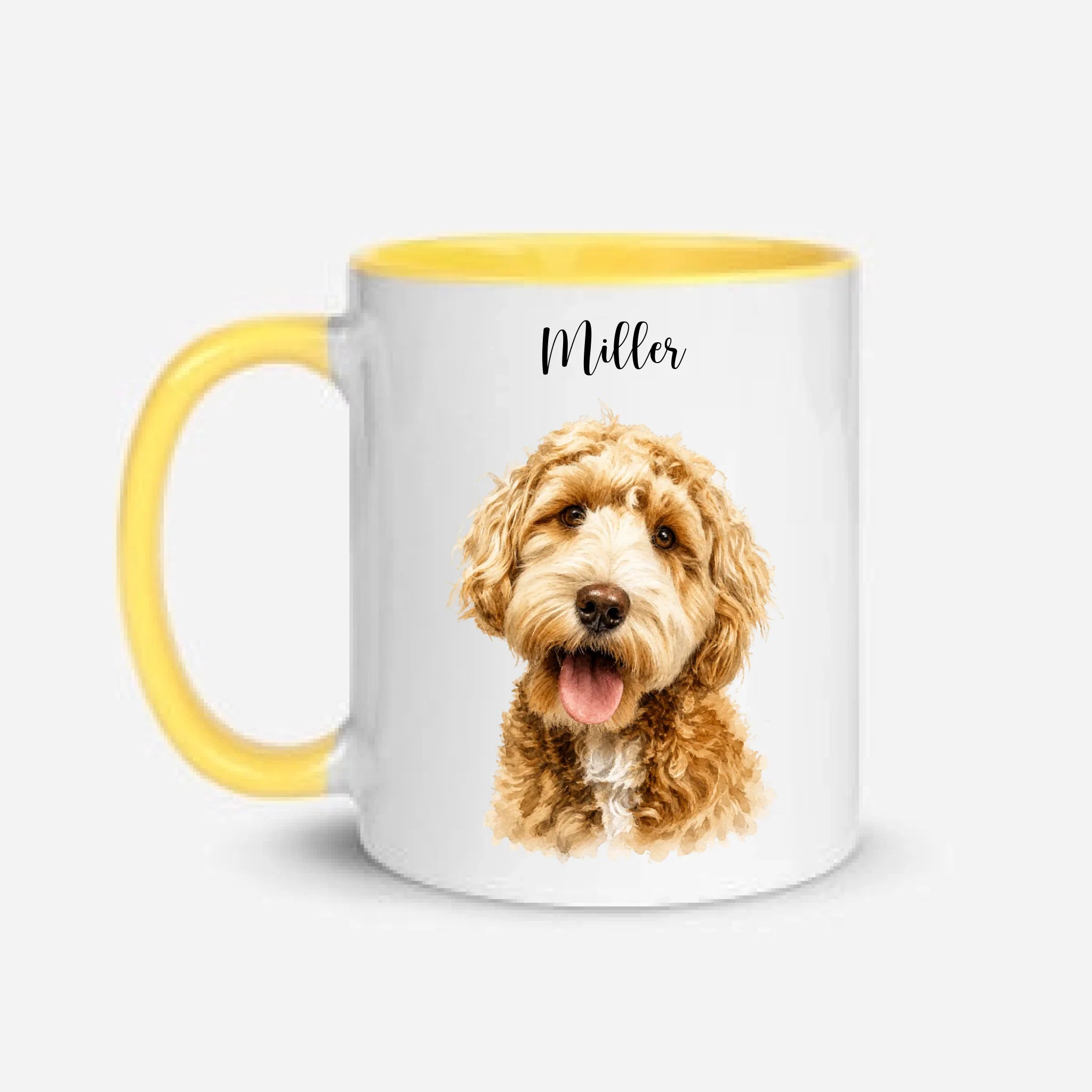 Custom Pet Portrait Watercolor Mug – Personalized Color Inside Ceramic
