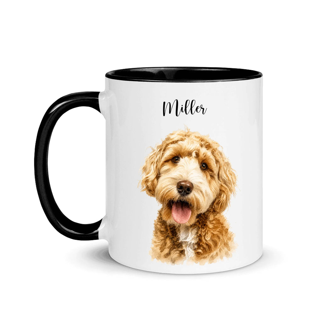 Custom Pet Portrait Watercolor Mug – Personalized Color Inside Ceramic