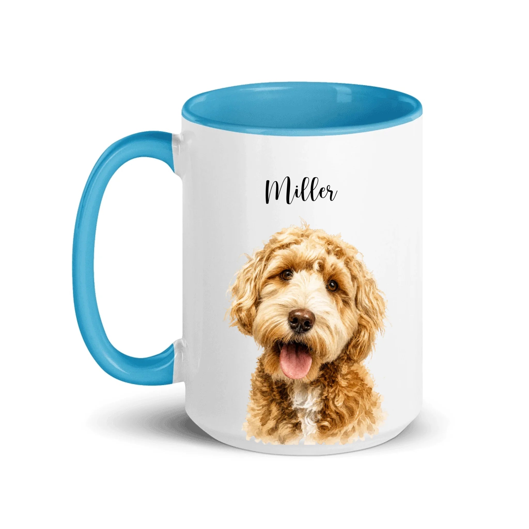 Custom Pet Portrait Watercolor Mug – Personalized Color Inside Ceramic