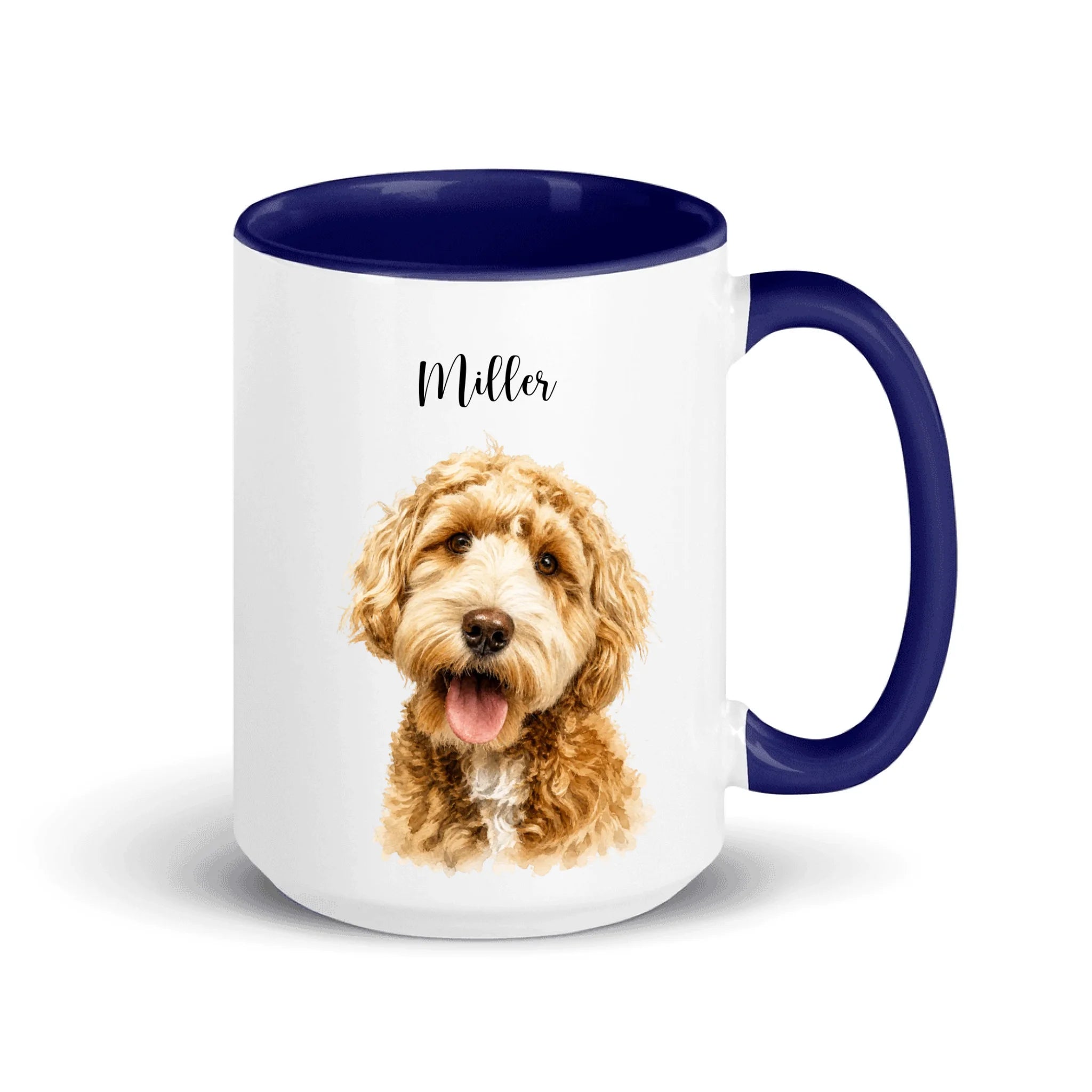 Custom Pet Portrait Watercolor Mug – Personalized Color Inside Ceramic