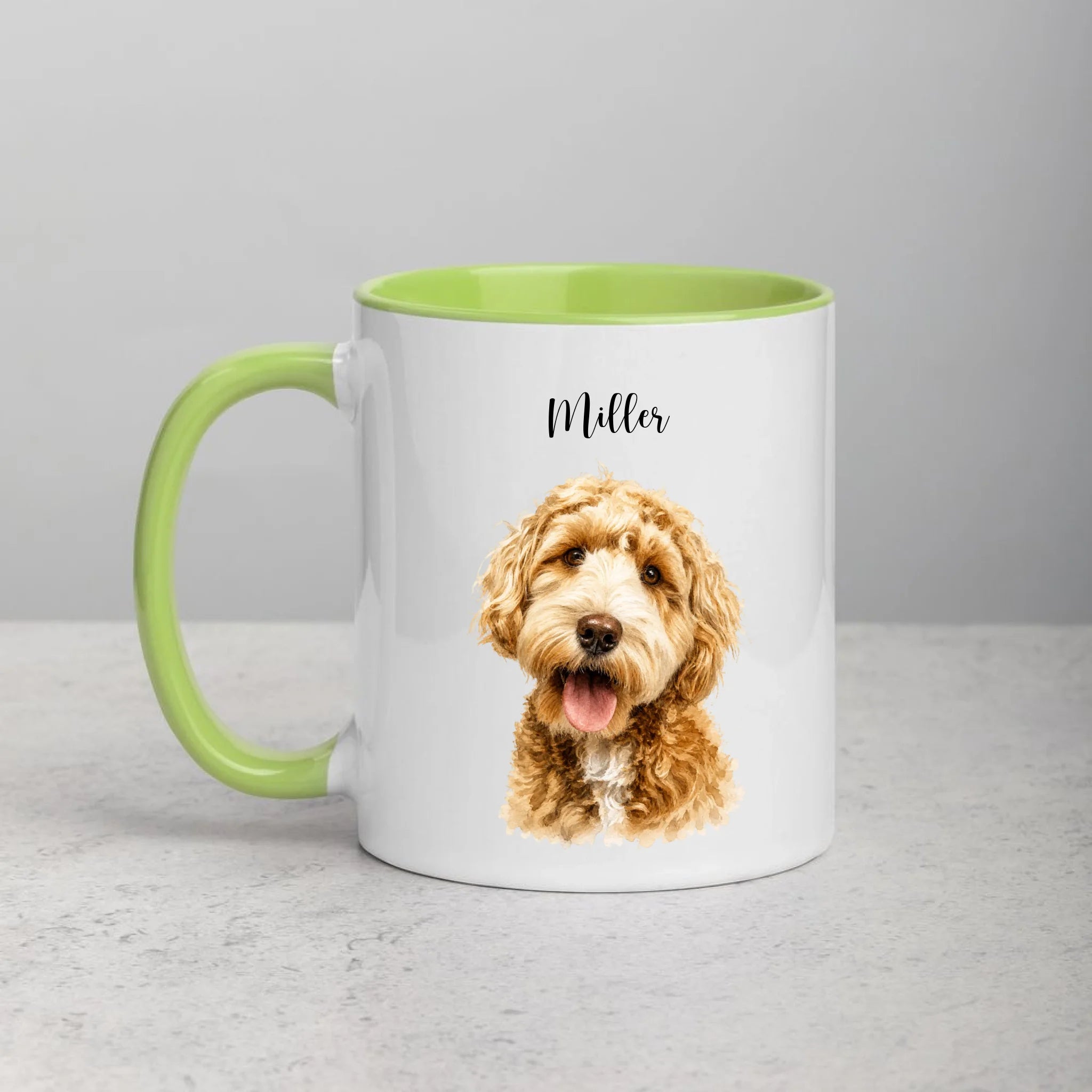 Custom Pet Portrait Watercolor Mug – Personalized Color Inside Ceramic