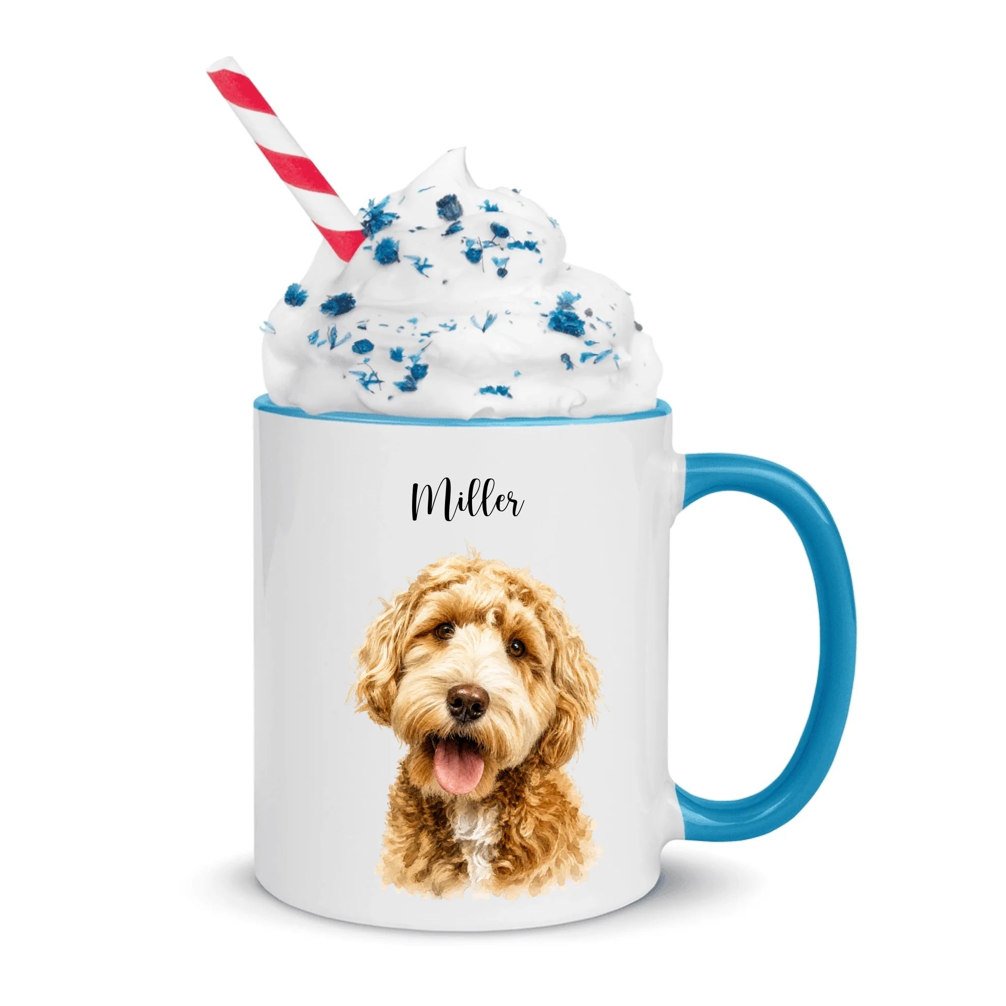 Custom Pet Portrait Watercolor Mug – Personalized Color Inside Ceramic