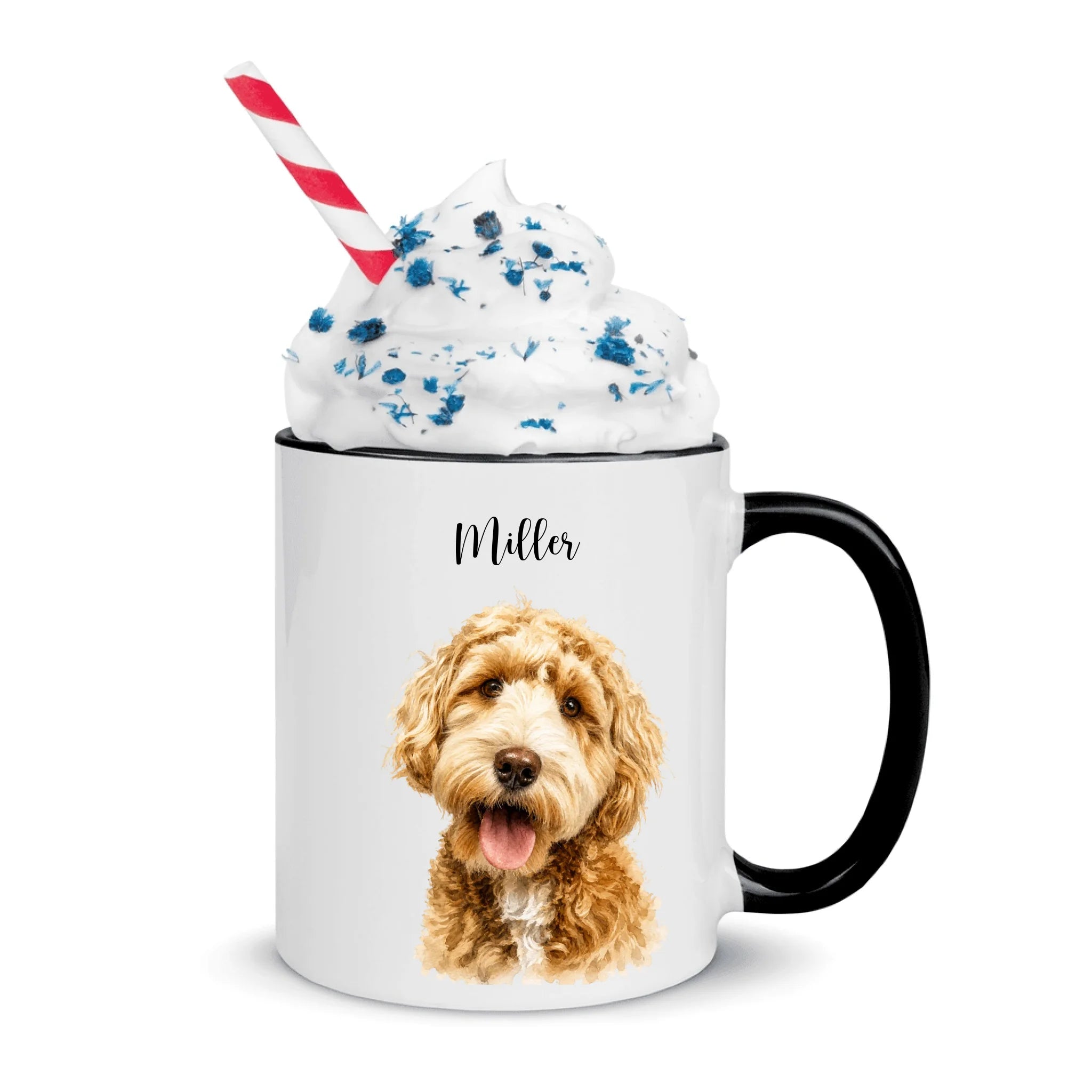 Custom Pet Portrait Watercolor Mug – Personalized Color Inside Ceramic
