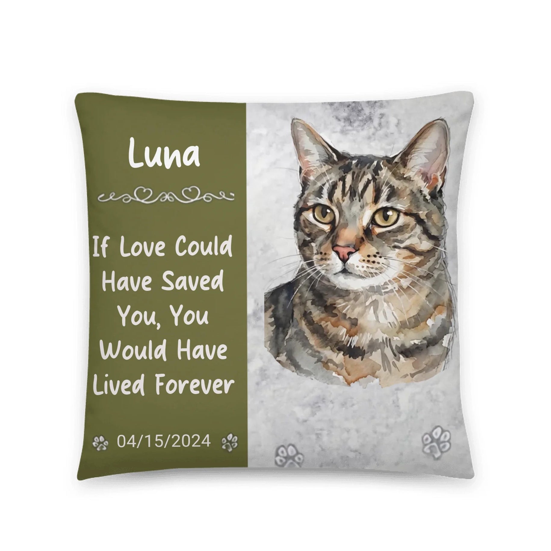 Custom Pet Photo Dog, Cat Loss Gift Memorial Pillow