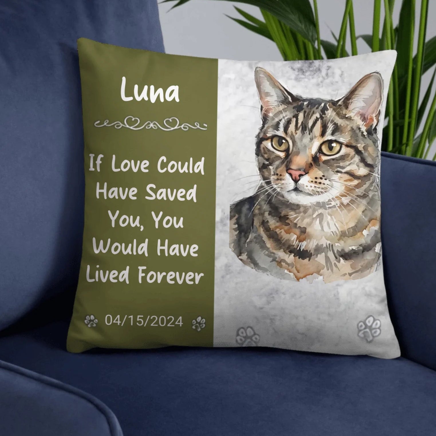 Custom Pet Photo Dog, Cat Loss Gift Memorial Pillow