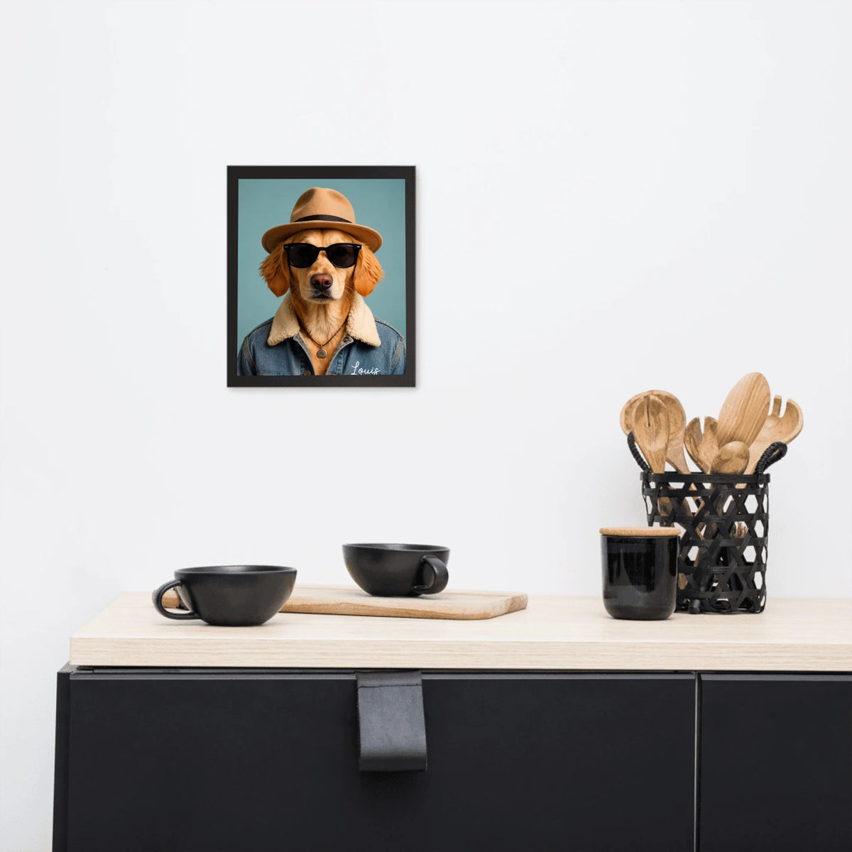 Custom Pet Portrait Framed Poster – Personalized Dog & Cat Costume Art