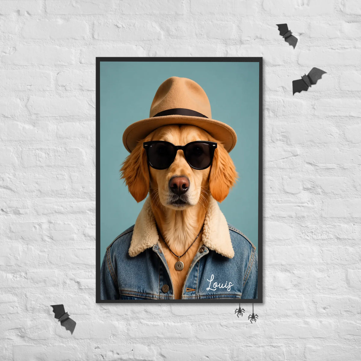 Custom Pet Portrait Framed Poster – Personalized Dog & Cat Costume Art