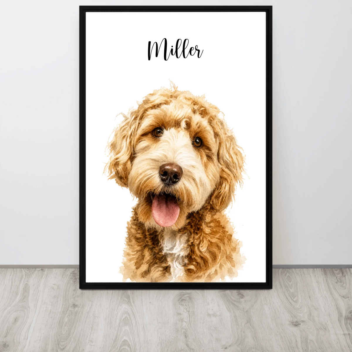 Custom Watercolor Pet Portrait Framed Poster from Photo