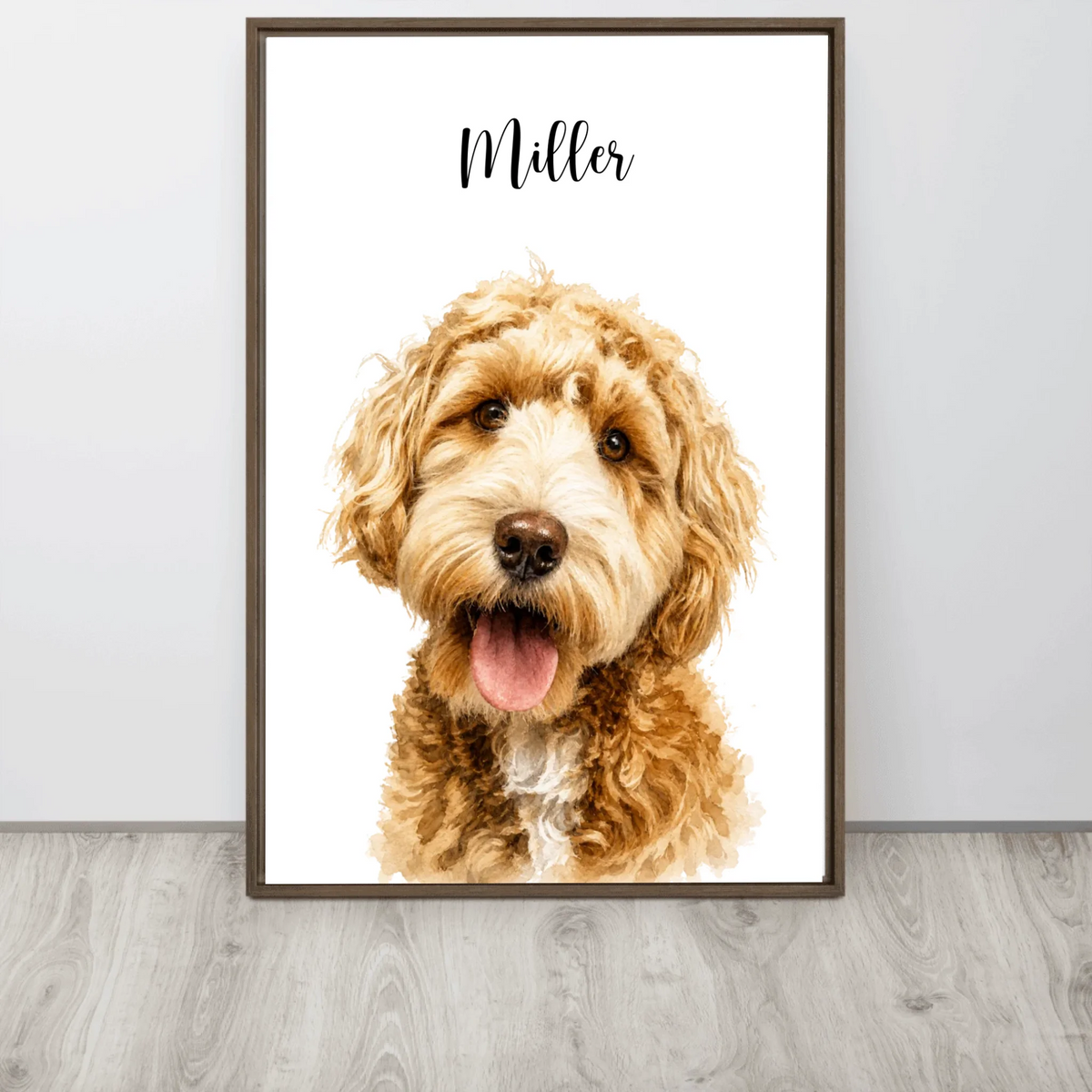 Custom Watercolor Pet Portrait Framed Poster from Photo