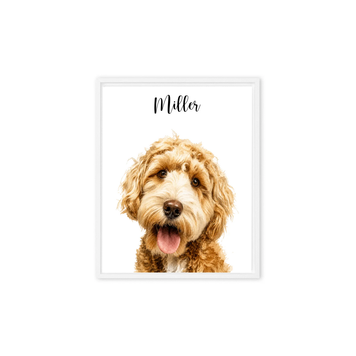 Custom Watercolor Pet Portrait Framed Poster from Photo