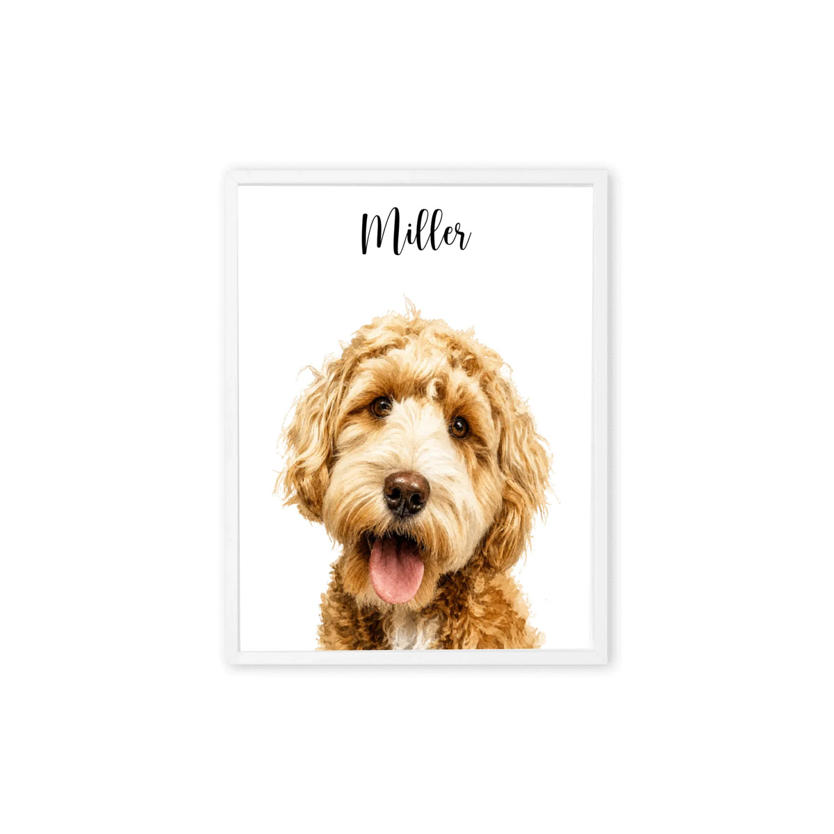 Custom Watercolor Pet Portrait Framed Poster from Photo