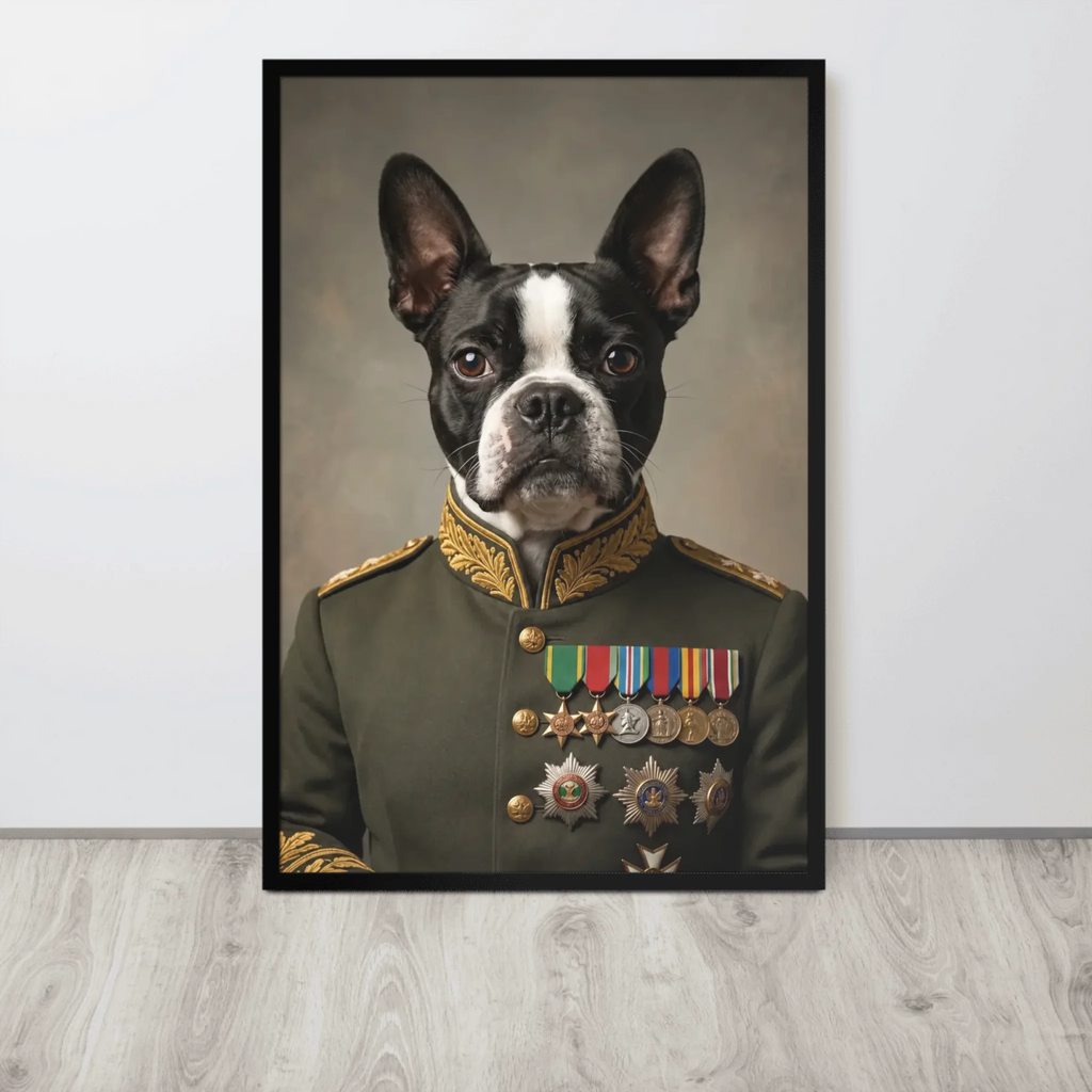 Custom Field Marshal Pet Portrait | Framed Dog & Cat Art Framed Poster